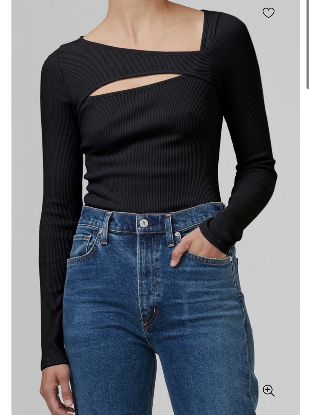 Citizens of Humanity Women’s Iris Cut Out Ribbed  Top in Black Size L